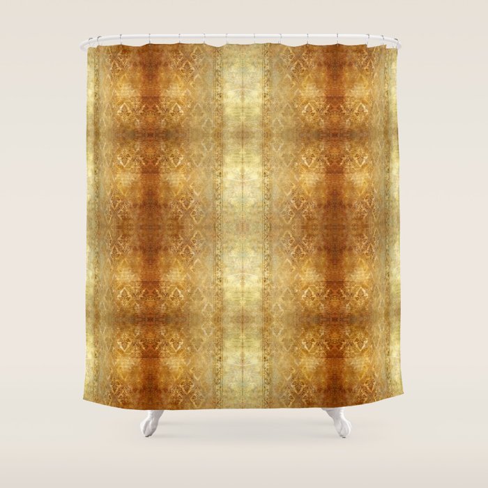 AGED GOLDEN DAMASK Shabby Chic  Shower Curtain Gallery Image 1
