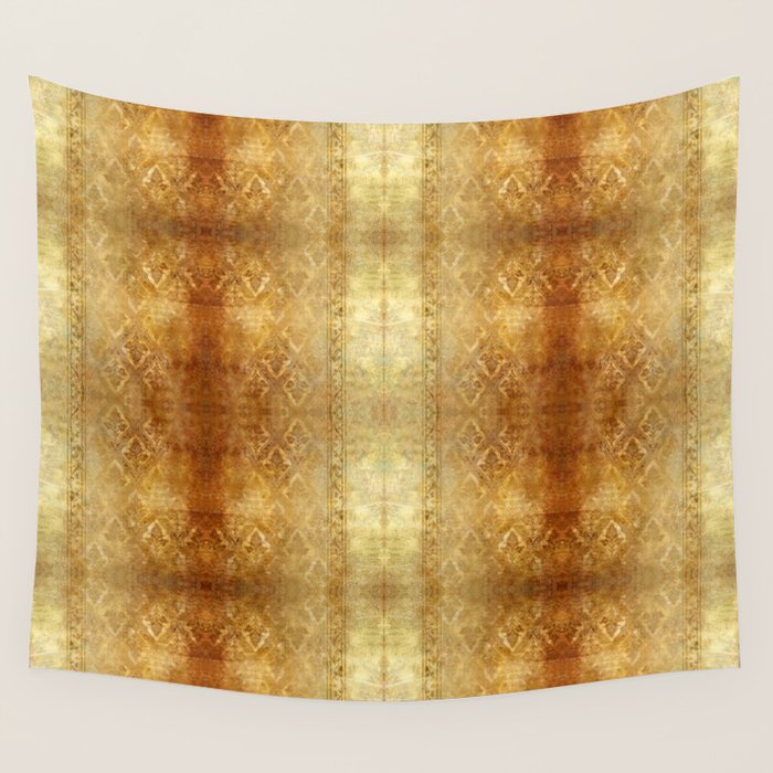 AGED GOLDEN DAMASK Shabby Chic  Wall Tapestry Gallery Image 1