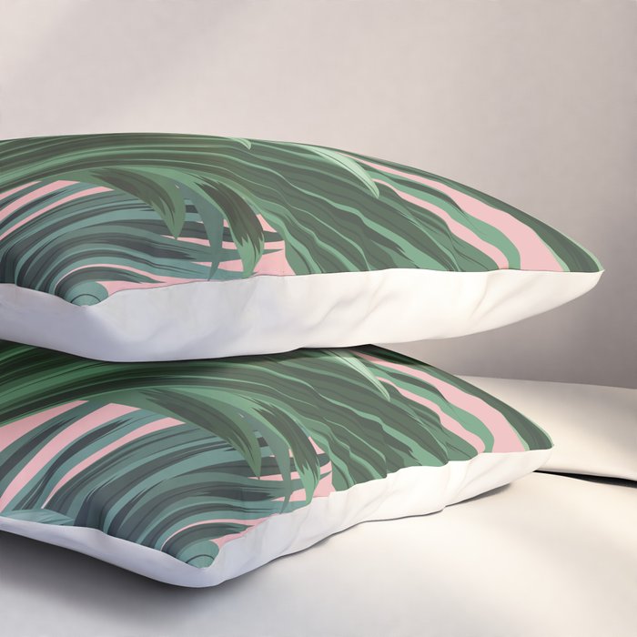 Pink and green palm trees Pillow Sham Gallery Image 3