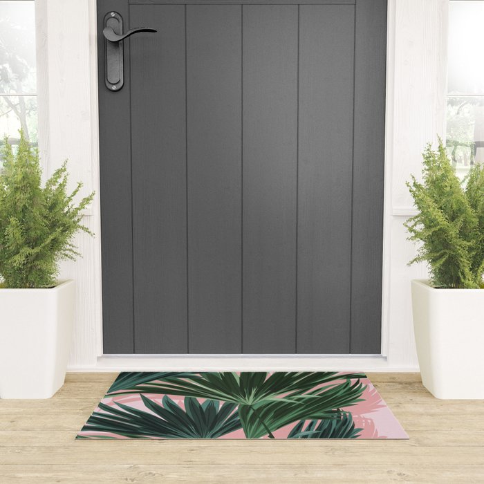 Pink and green palm trees Welcome Mat Gallery Image 3