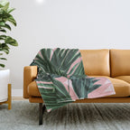 Pink and green palm trees Throw Blanket Gallery Image 1