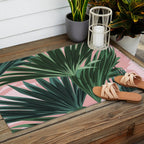 Pink and green palm trees Outdoor Rug Gallery Image 2