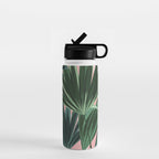 Pink and green palm trees Water Bottle Gallery Image 1