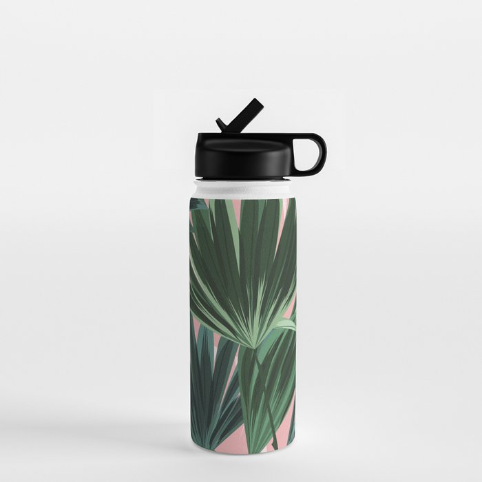 Pink and green palm trees Water Bottle Gallery Image 1