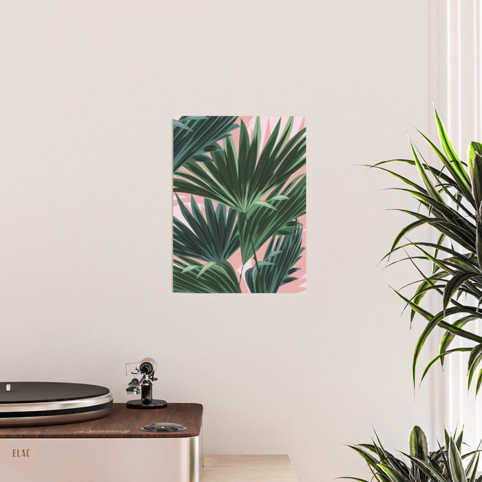 Pink and green palm trees Poster Gallery Image 2