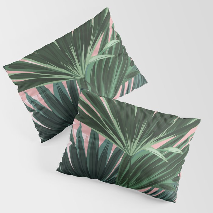 Pink and green palm trees Pillow Sham Gallery Image 1