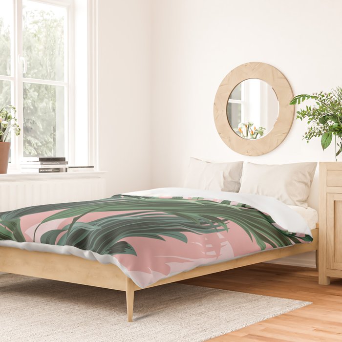 Pink and green palm trees Duvet Cover Gallery Image 2