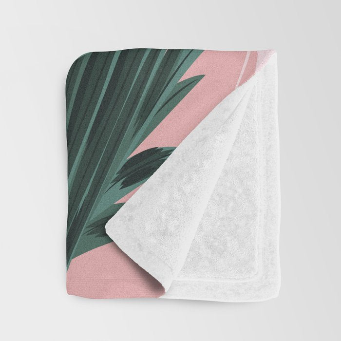 Pink and green palm trees Throw Blanket Gallery Image 3