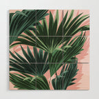 Pink and green palm trees Wood Wall Art Gallery Image 1