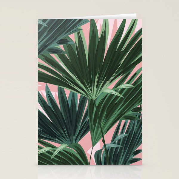 Pink and green palm trees Stationery Card Gallery Image 2