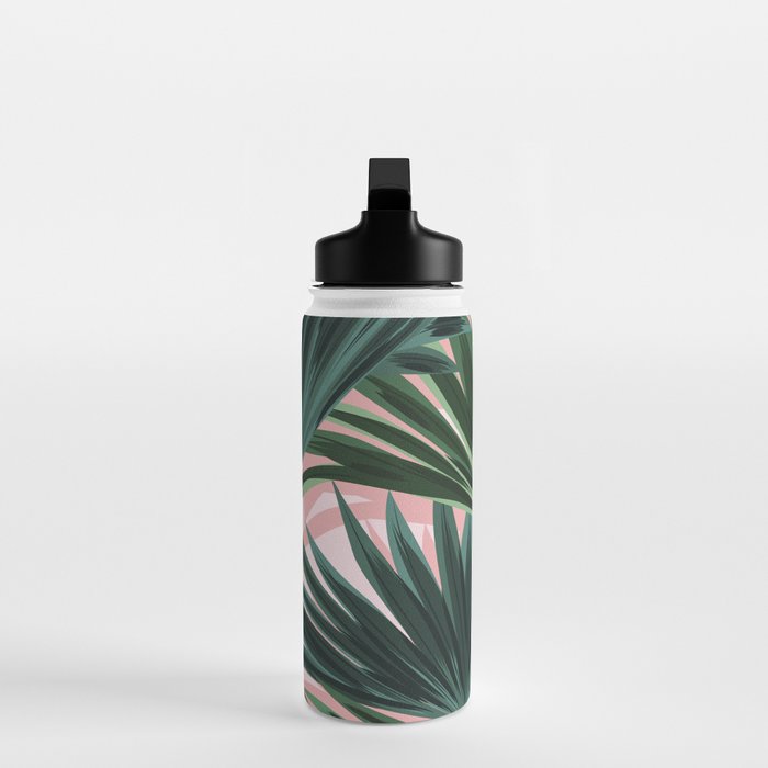 Pink and green palm trees Water Bottle Gallery Image 3