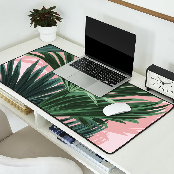 Pink and green palm trees Desk Mat Gallery Image 2