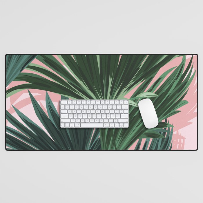 Pink and green palm trees Desk Mat Gallery Image 1