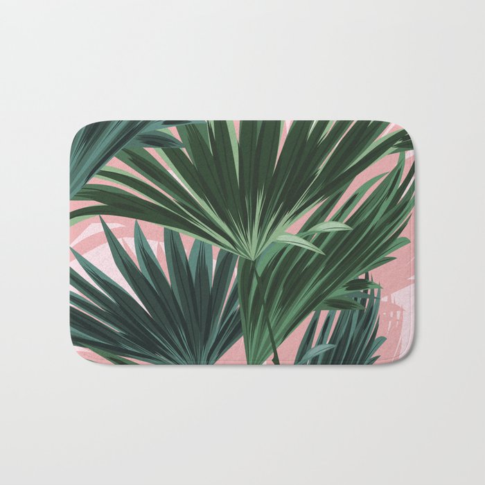 Pink and green palm trees Bath Mat Gallery Image 1