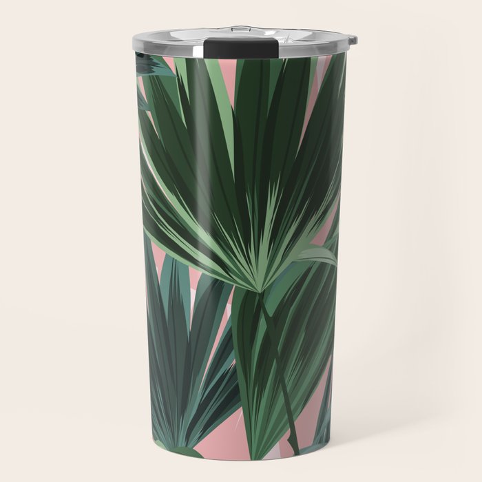 Pink and green palm trees Travel Mug Gallery Image 1