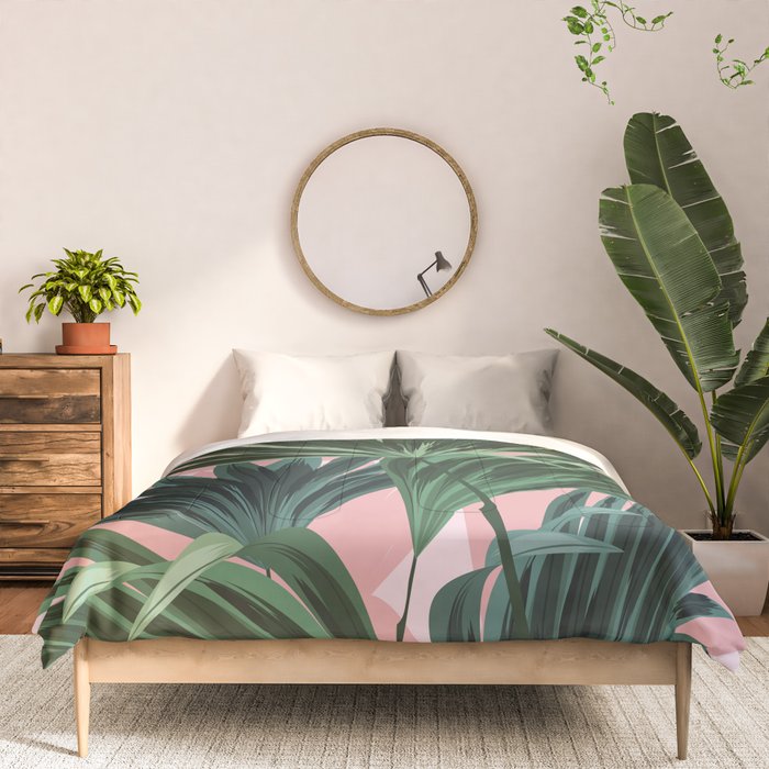 Pink and green palm trees Comforter Gallery Image 3