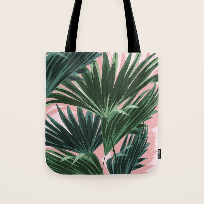 Pink and green palm trees Tote Bag Gallery Image 1