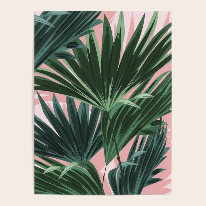 Pink and green palm trees Poster Gallery Image 1