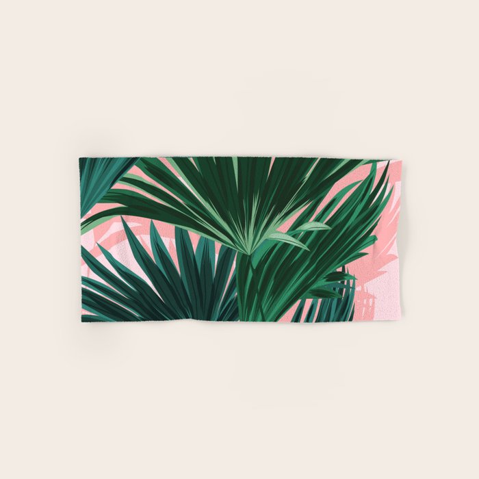 Pink and green palm trees Towels Gallery Image 1