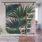 Pink and green palm trees Wall Mural Gallery Image 1