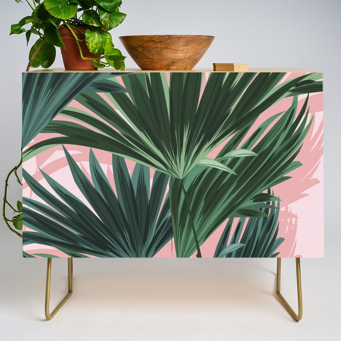 Pink and green palm trees Credenza Gallery Image 1