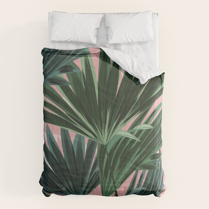 Pink and green palm trees Comforter Gallery Image 6