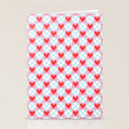 Red love heart checkered pattern Stationery Card Gallery Image 2