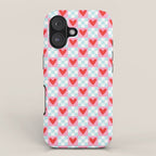 Red love heart checkered pattern iPhone Case Gallery Image 1