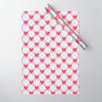 Red love heart checkered pattern Wrapping Paper Gallery Image 1