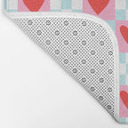 Red love heart checkered pattern Bath Mat Gallery Image 2