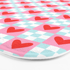 Red love heart checkered pattern Bath Mat Gallery Image 3