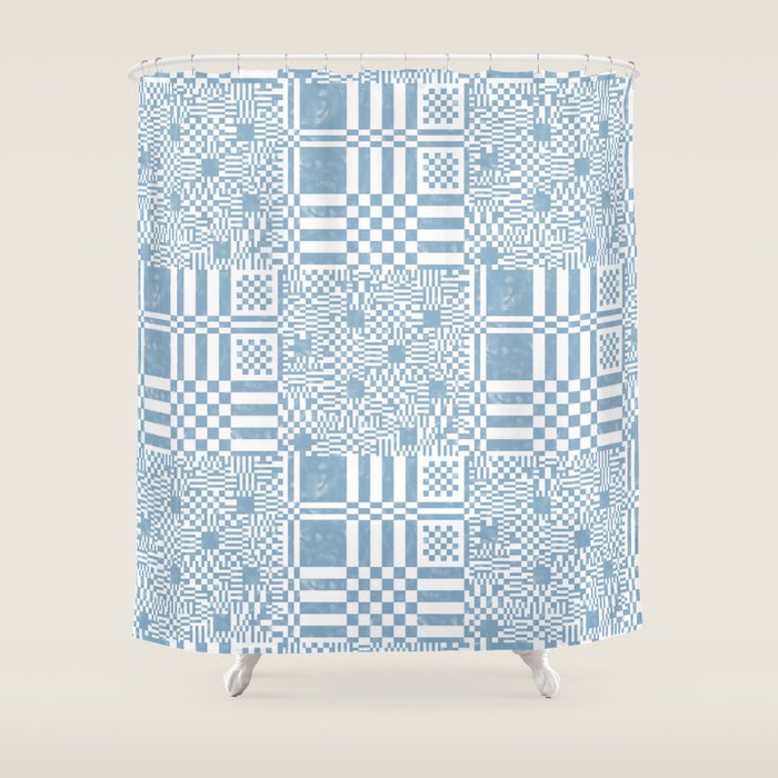 Retro Checkered Squares B Shower Curtain Gallery Image 1
