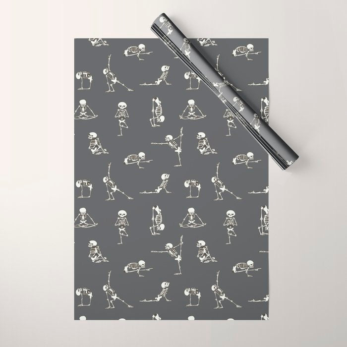 Skeleton Yoga_Gray Wrapping Paper Gallery Image 1