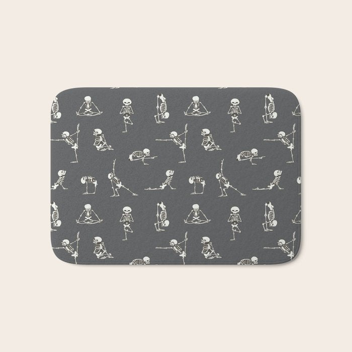 Skeleton Yoga_Gray Bath Mat Gallery Image 1