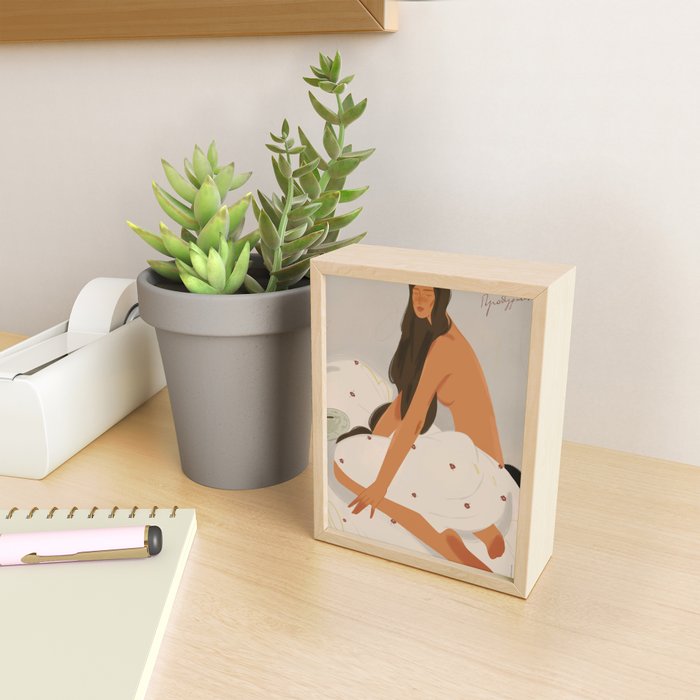  elegant woman in bed with blanket Mini Art Print Gallery Image 2