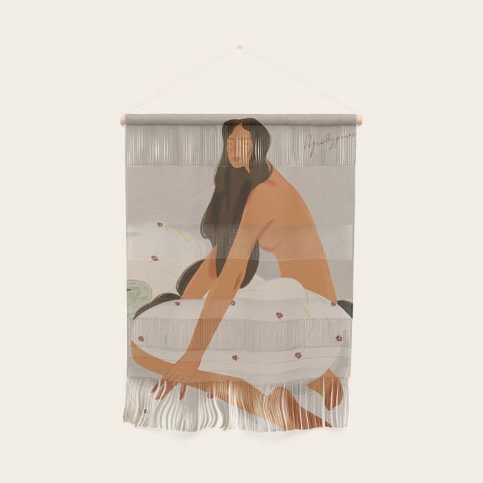 elegant woman in bed with blanket Wall Hanging Gallery Image 1