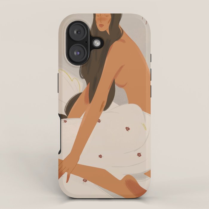  elegant woman in bed with blanket iPhone Case Gallery Image 1