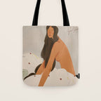  elegant woman in bed with blanket Tote Bag Gallery Image 1