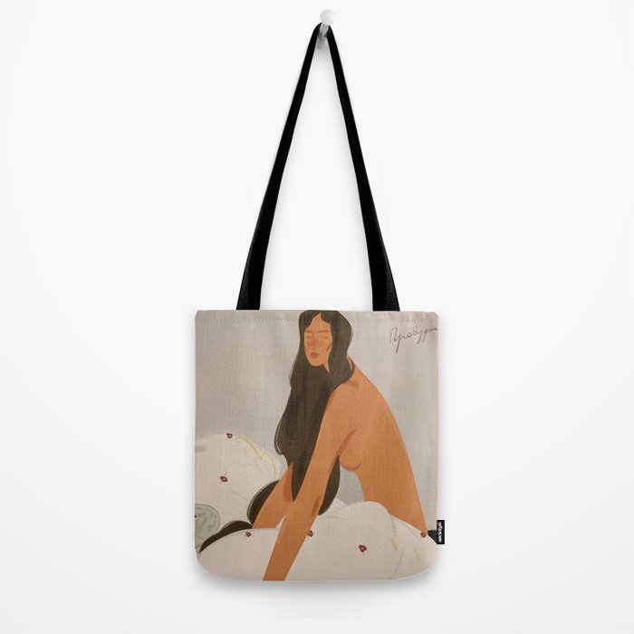  elegant woman in bed with blanket Tote Bag Gallery Image 2