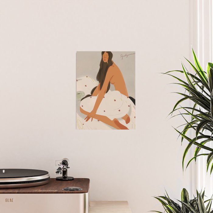  elegant woman in bed with blanket Poster Gallery Image 2