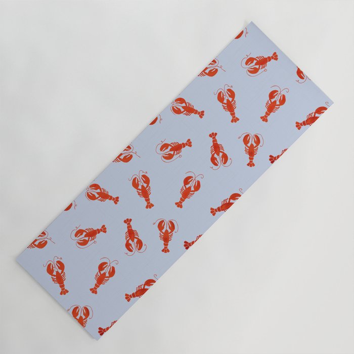 Classic Red Lobsters Pattern On Light Blue Yoga Mat Gallery Image 1