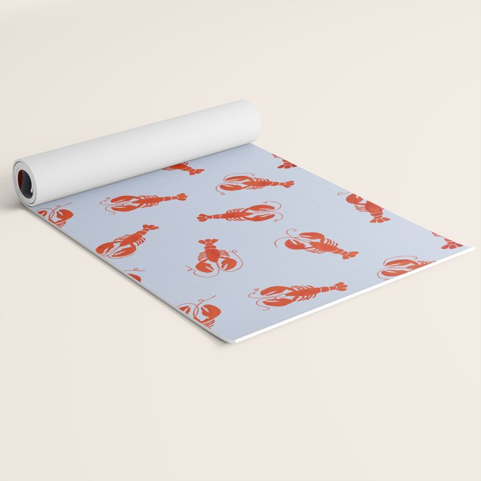 Classic Red Lobsters Pattern On Light Blue Yoga Mat Gallery Image 2