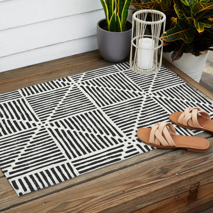 Rook in Black and White Outdoor Rug Gallery Image 2