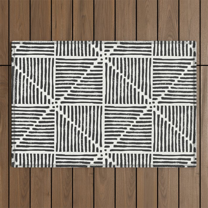 Rook in Black and White Outdoor Rug Gallery Image 1