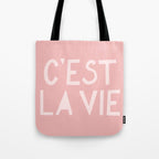 C'est La Vie French Pink Hand Lettering Tote Bag Gallery Image 1