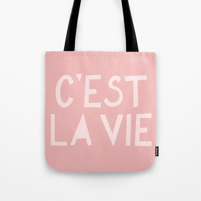 C'est La Vie French Pink Hand Lettering Tote Bag Gallery Image 1
