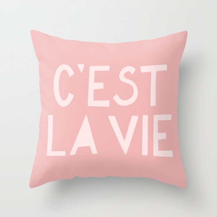 C'est La Vie French Pink Hand Lettering Throw Pillow Gallery Image 6