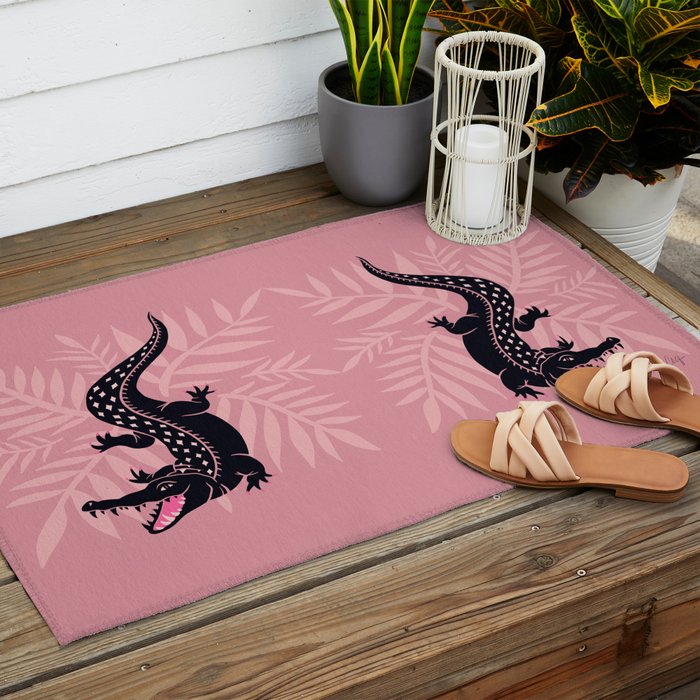 Crocodile - Dusty Rose Palette Outdoor Rug Gallery Image 2