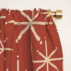 Mid Century Modern Twinkling Stars Retro Atomic Rust Pattern Window Curtain Gallery Image 2