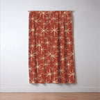 Mid Century Modern Twinkling Stars Retro Atomic Rust Pattern Window Curtain Gallery Image 3